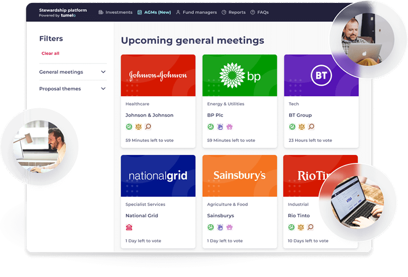 The Tumelo Stewardship platform that enables pass-through voting and expression of wish voting technology