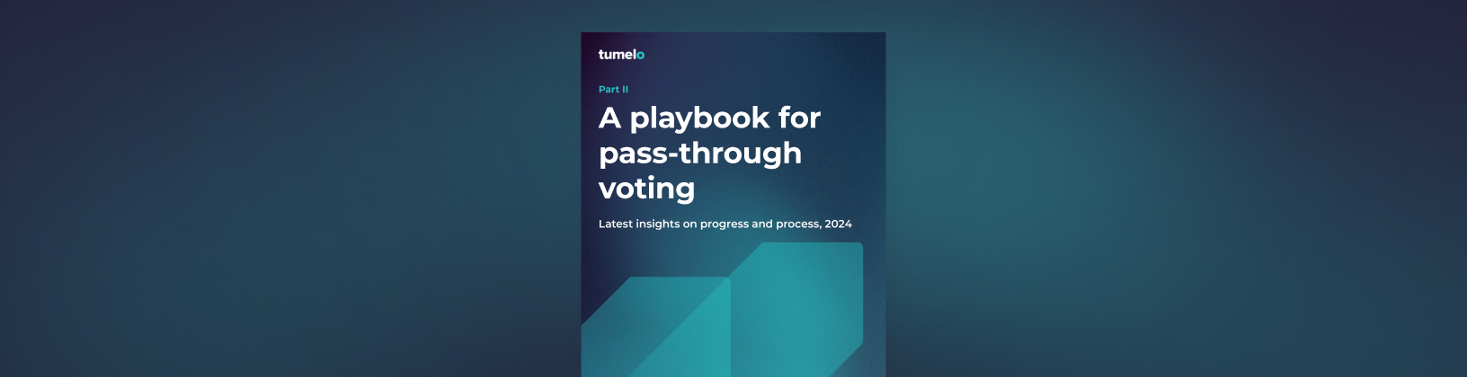 Featured cover from the Playbook for Pass-through Voting. Typographical with two arrows pointing towards the top right-hand corner of the cover. Featured cover from the Playbook for Pass-through Voting. Typographical with two arrows pointing towards the top right-hand corner of the cover.